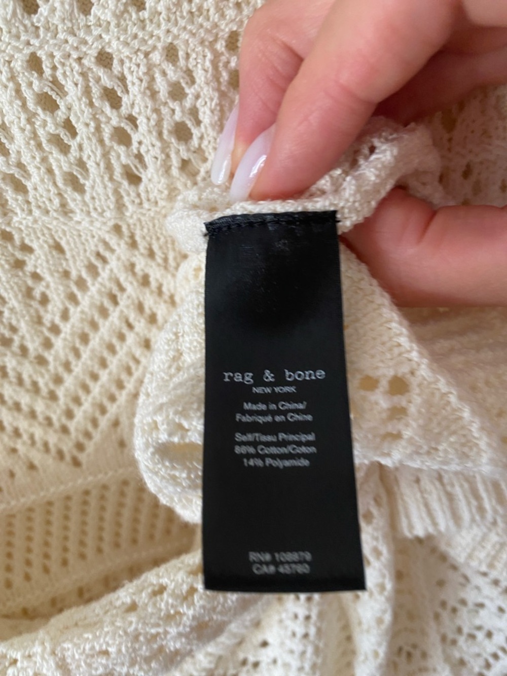 rag & bone Renee Pointelle Sweater Mini Dress Size S Cream Crochet Knit Chic - Picture 5 of 7